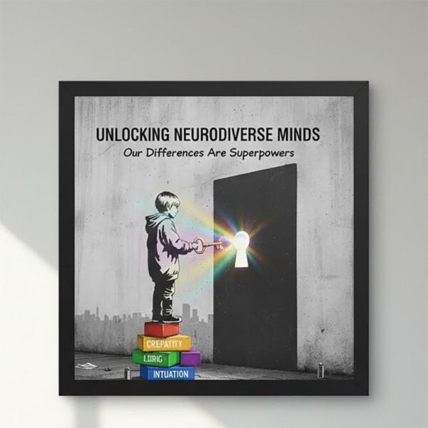 Unlocking Neurodiverse Minds Framed Poster (Framed)