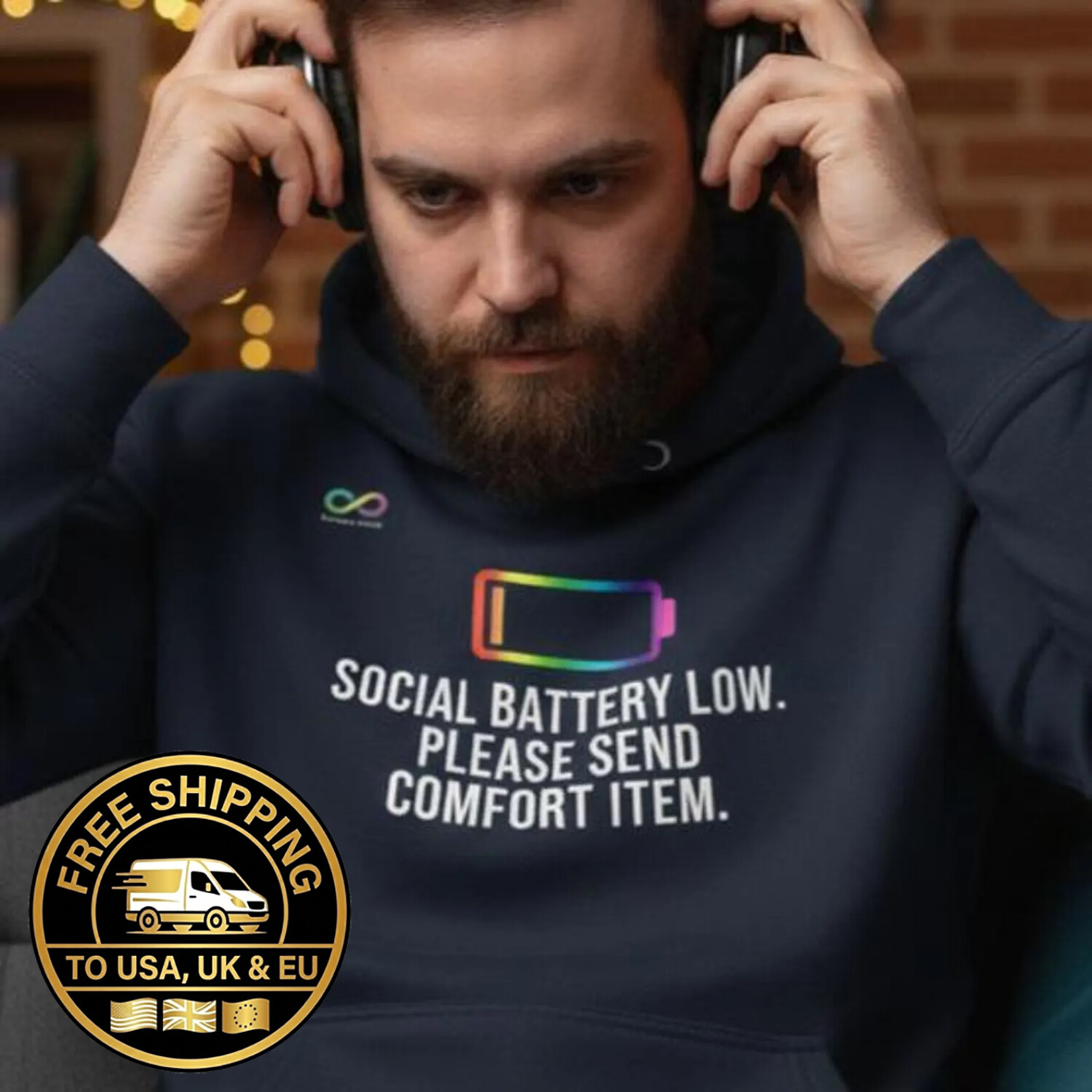 Social Battery Low Hoodie