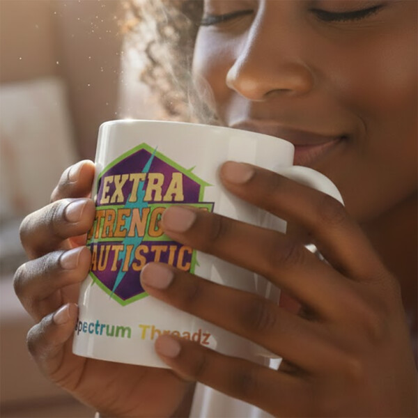 Extra Strength Autistic Mug, Retro Neurodiversity Pride Coffee Cup