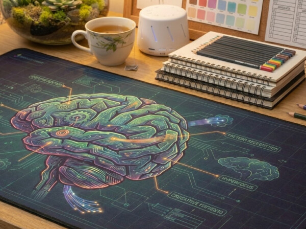 The "Cognition Matrix" Desk Mat – Dopamine-First Workspace Gear