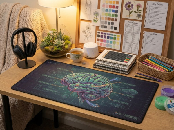 The "Cognition Matrix" Desk Mat – Dopamine-First Workspace Gear