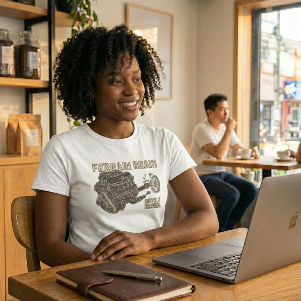 Ferrari Brain, Bicycle Brakes – Funny ADHD Graphic Tee - Image 4