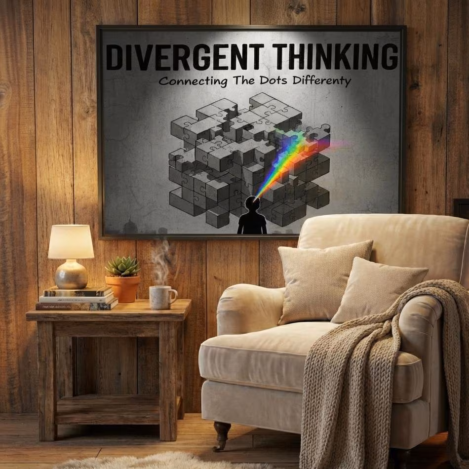 Divergent Thinking Art Print | Neurodiversity Poster | Autism ADHD Wall Decor | Street Artis Style | Digital Download (12 x 12 inches)